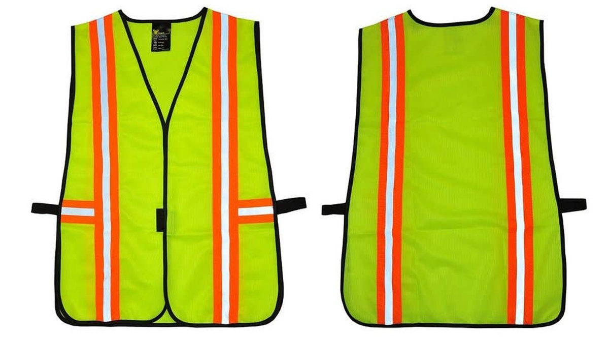 Safety Vest with Reflective Strips, Neon Lime Green