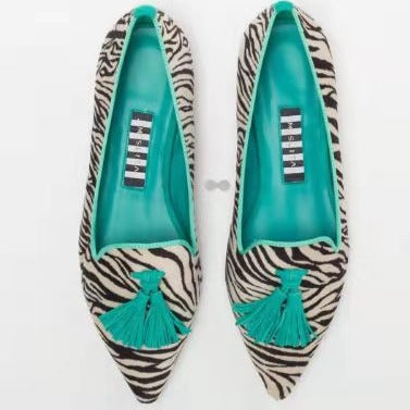 Womens Pointed Toe Tassel Flat Shoes