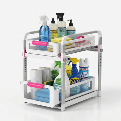 Adjustable Under Sink Organizer Set in-use view