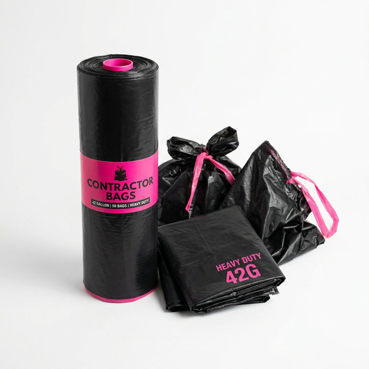 Heavy Duty 42 Gallon Contractor Bags angled view
