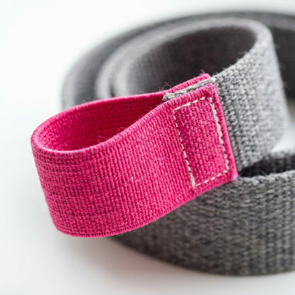 9-loop elastic yoga strap laid flat showing grip points