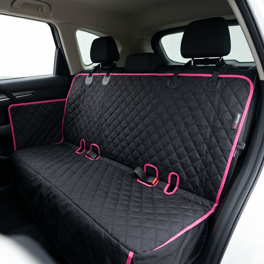 Dog car seat cover hammock design installed in back seat