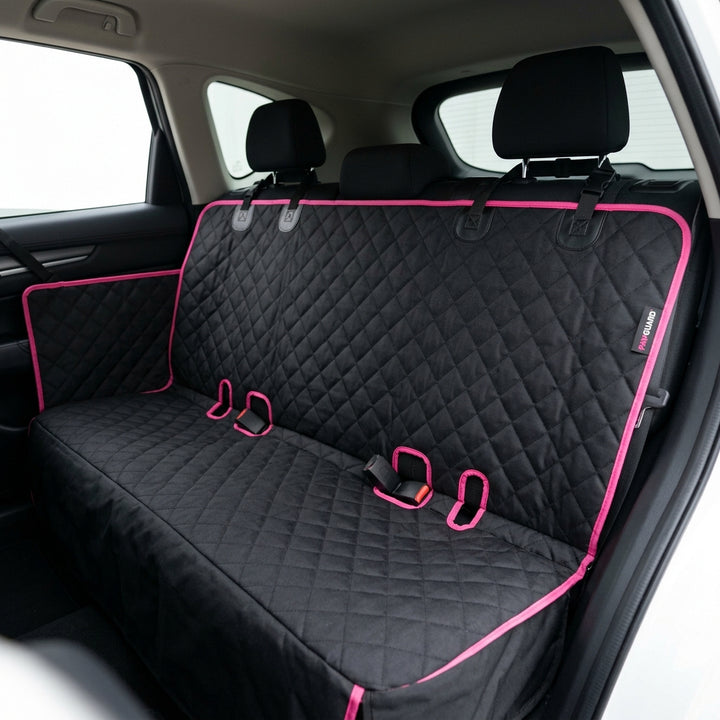 Dog car seat cover hammock design installed in back seat