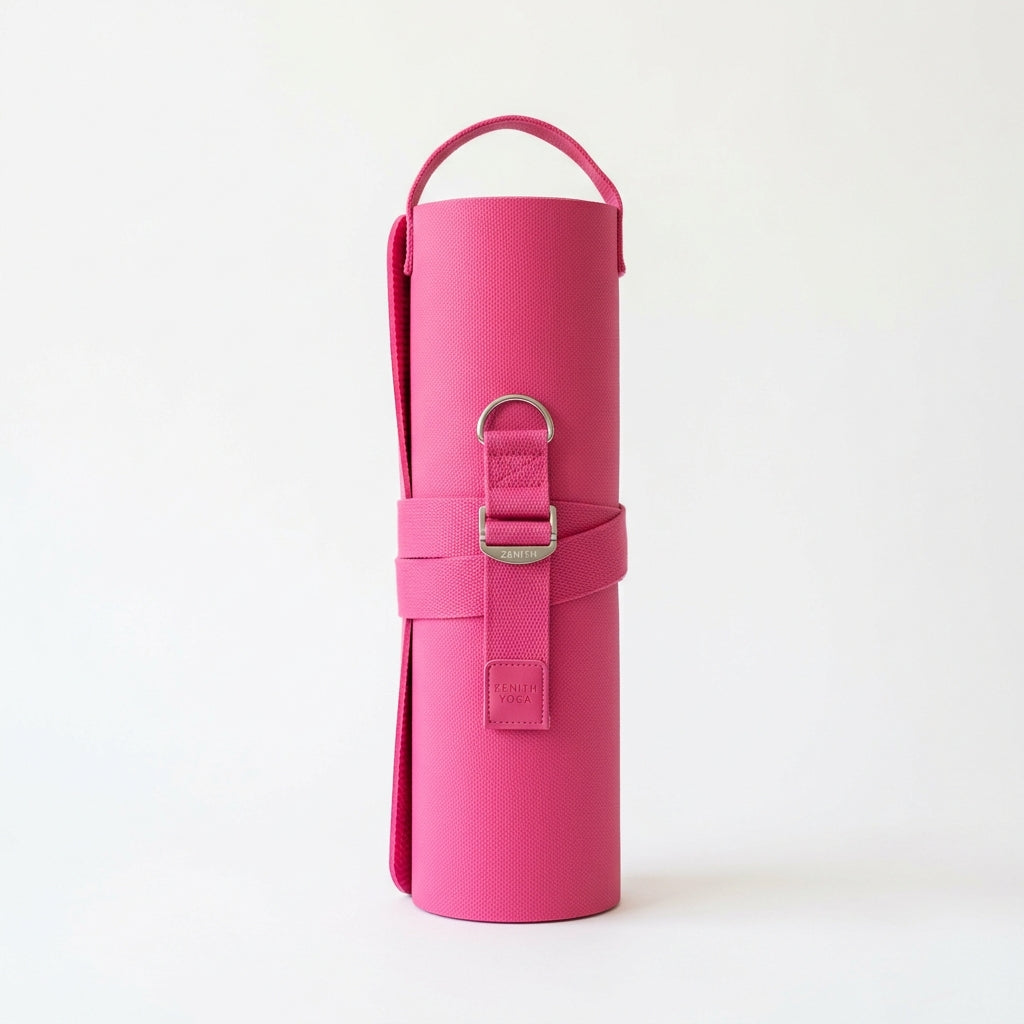 Yoga mat unrolled showing cushioned base