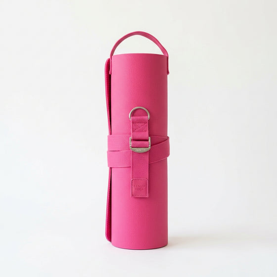Yoga mat unrolled showing cushioned base