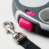 Retractable leash cord extended to 10 feet