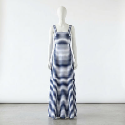 Women's Striped Square Neck Maxi Dress — Blue