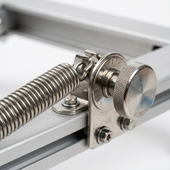 Pilates reformer machine close up construction detail