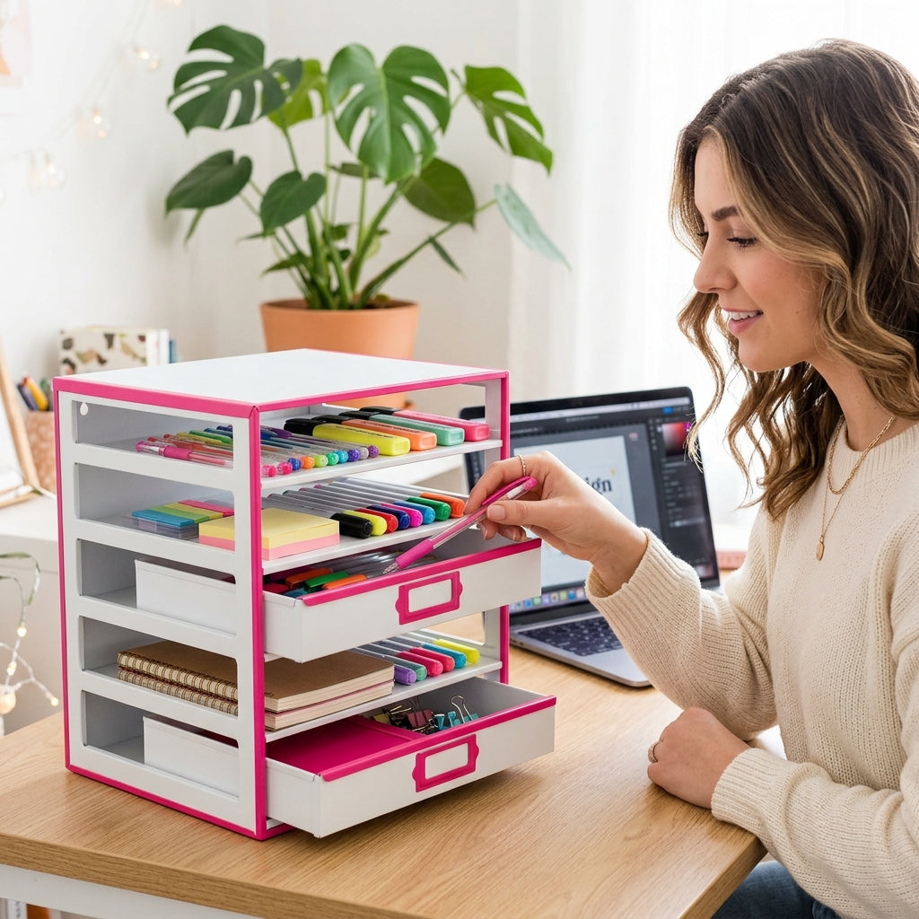 5-Tier Desktop Organizer Storage Rack on modern desk