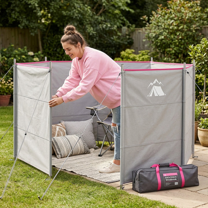 540x150cm Camping Windbreak Privacy Screen at campsite