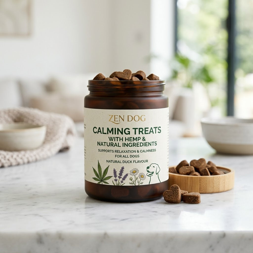 Dog calming treats with hemp oil for pet wellness