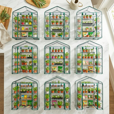 8-shelf walk-in greenhouse for outdoor garden plant protection