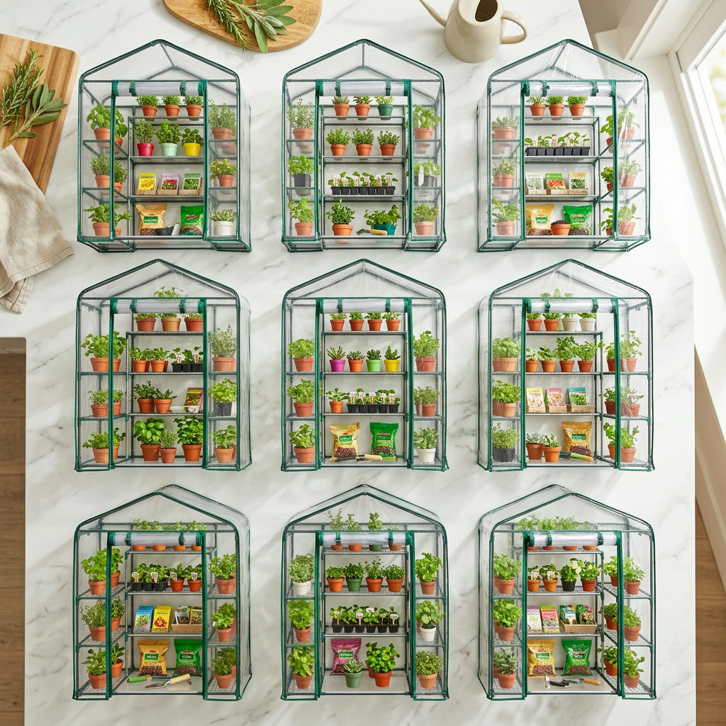 8-shelf walk-in greenhouse for outdoor garden plant protection