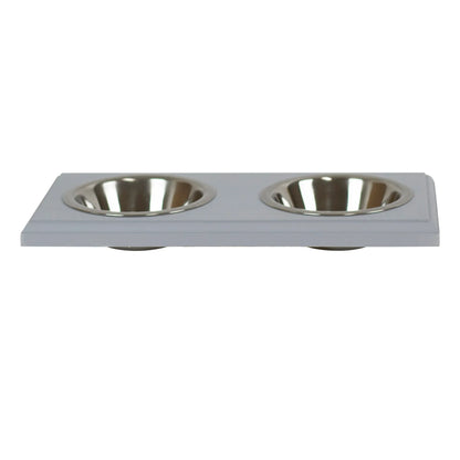 Champion Bowl pet food holder, primed finish detail