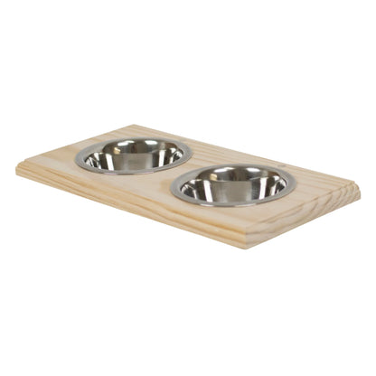 Champion Bowl pet food holder, unfinished wood, alternate view