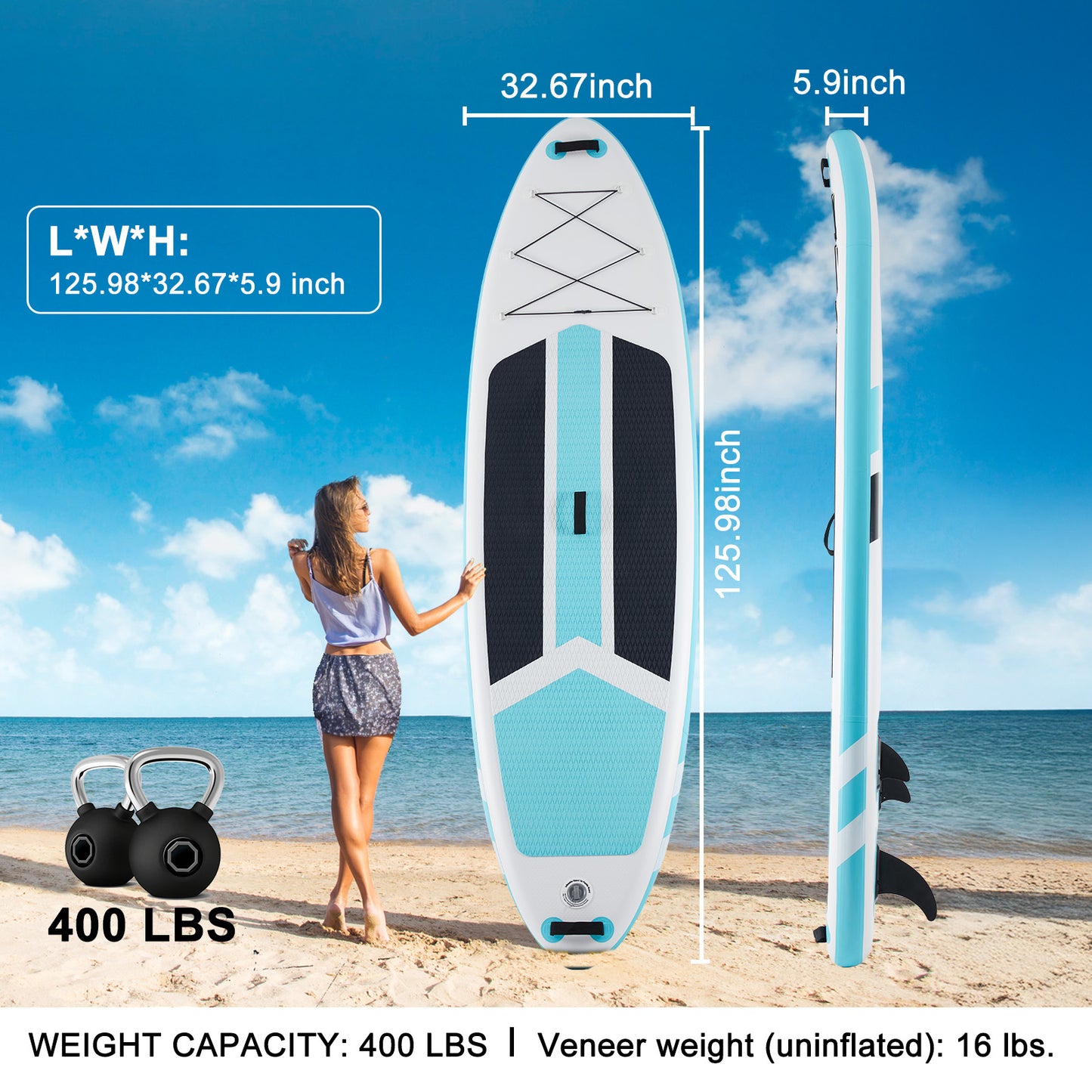 10FT Inflatable Stand Up Paddle Board with Accessories