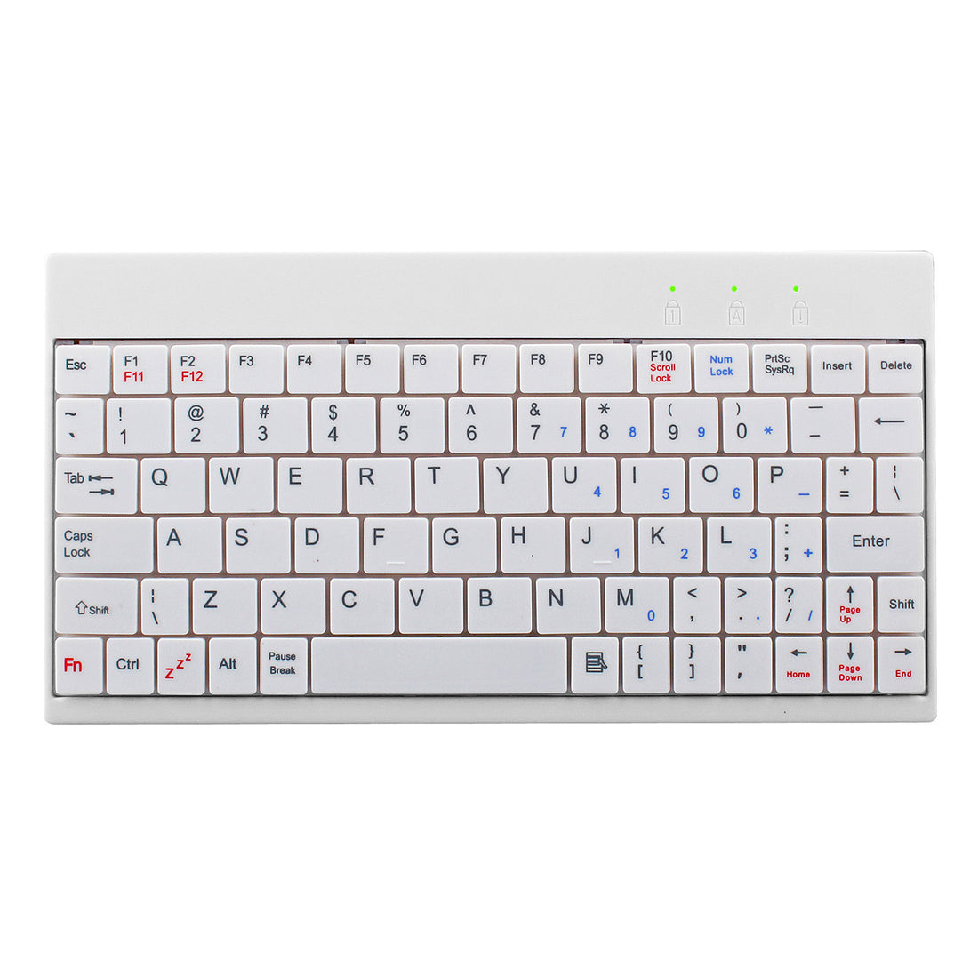 White 80-key mini wired keyboard, top view