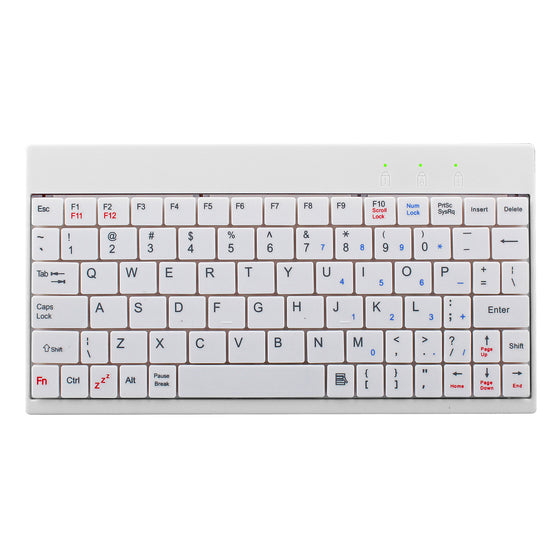 White 80-key mini wired keyboard, top view