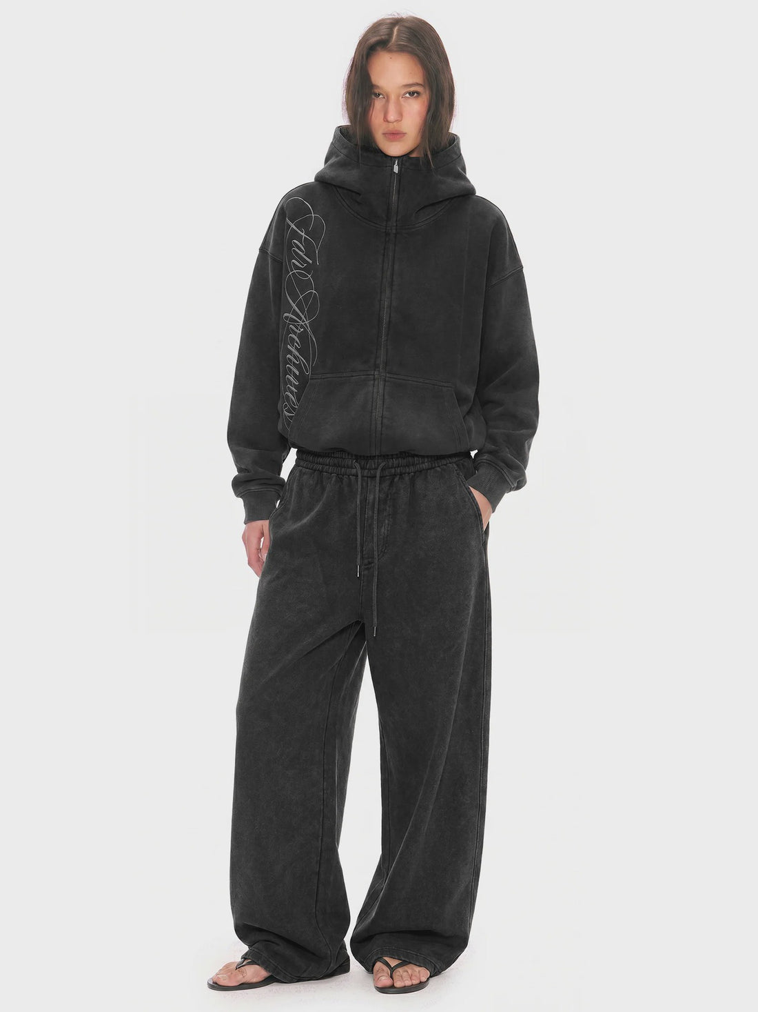 Printed high-neck pullover with hood and zipper vest