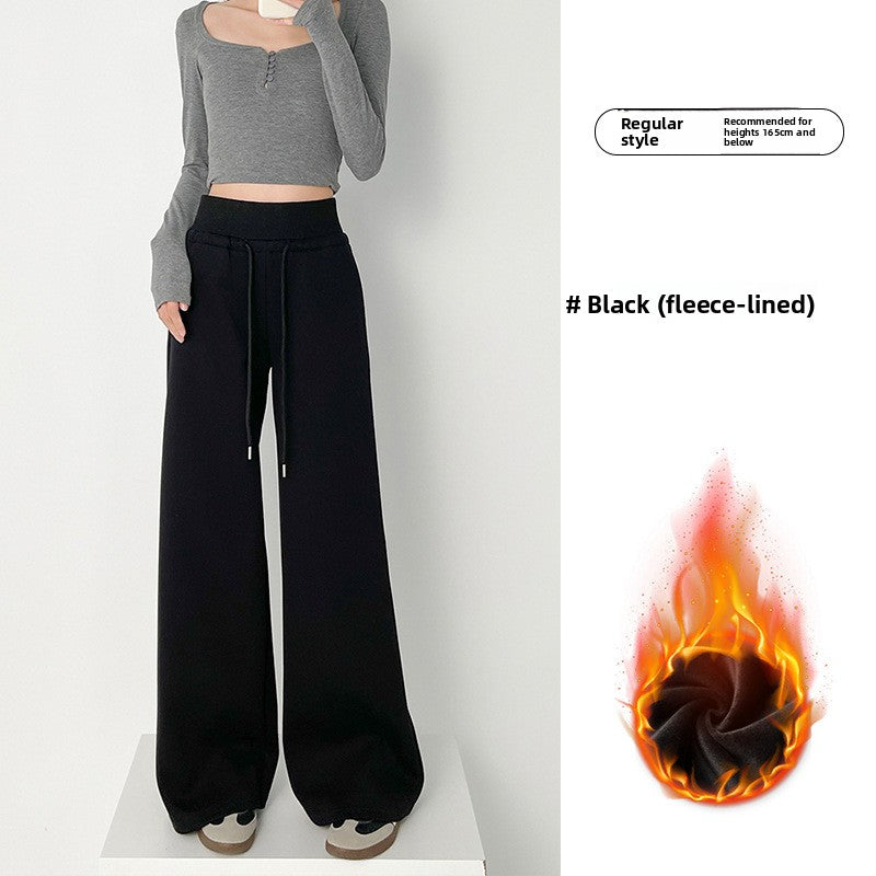 Women's Fleece-Lined High-Waisted Straight-Leg Casual Sweatpants