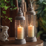 Retro Iron Candle Lantern Set for Garden and Desktop