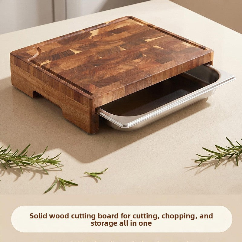 Wood Mosaic Cutting Board with Drawer