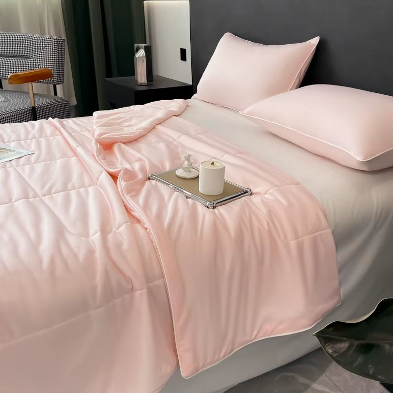 Reversible Cooling Blankets Smooth Air Condition Comforter Lightweight Summer Quilt Washable Double Side Cold Fabric & Cool Skin