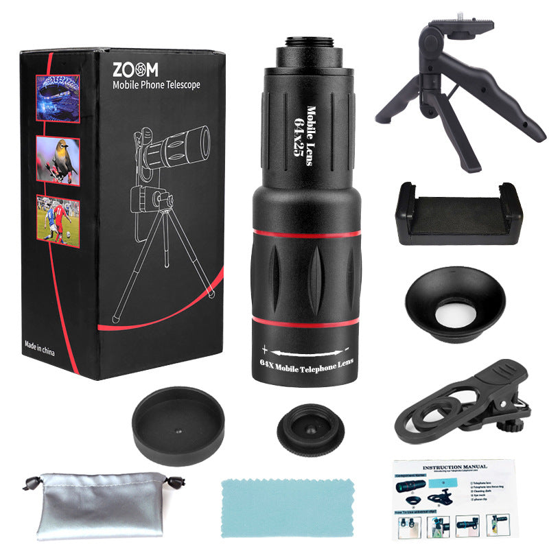 64x Telephoto Lens with Anti-Shake Bracket for Smartphones