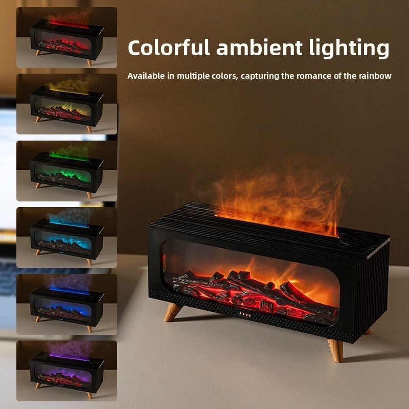 3D Simulated Fireplace Flame Ultrasonic Humidifier Aroma Diffuser