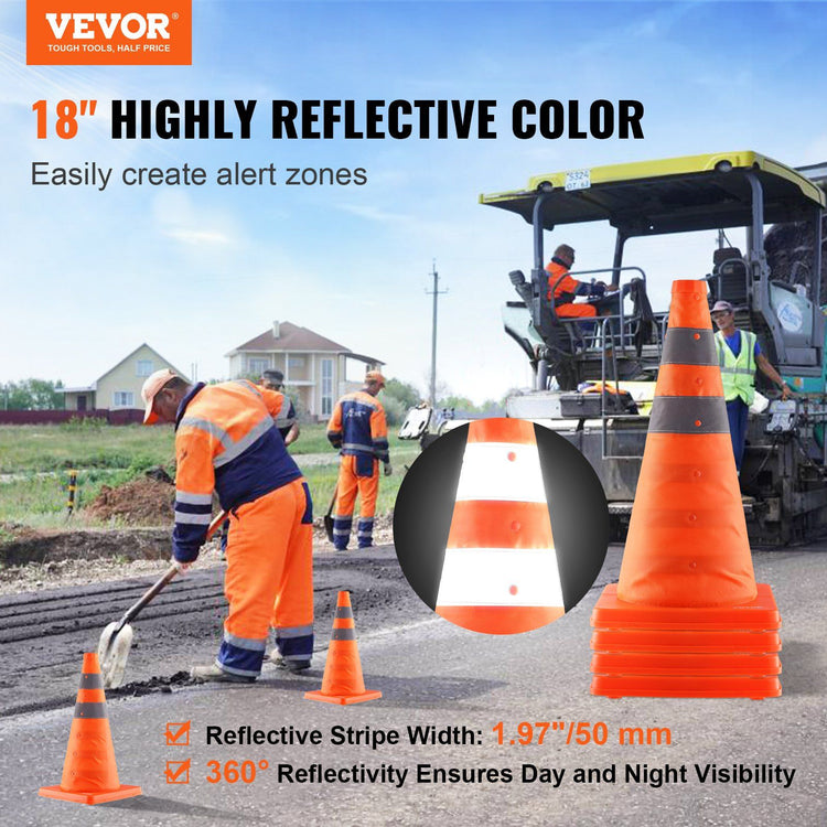 18-Inch Collapsible Traffic Safety Cones side angle detail
