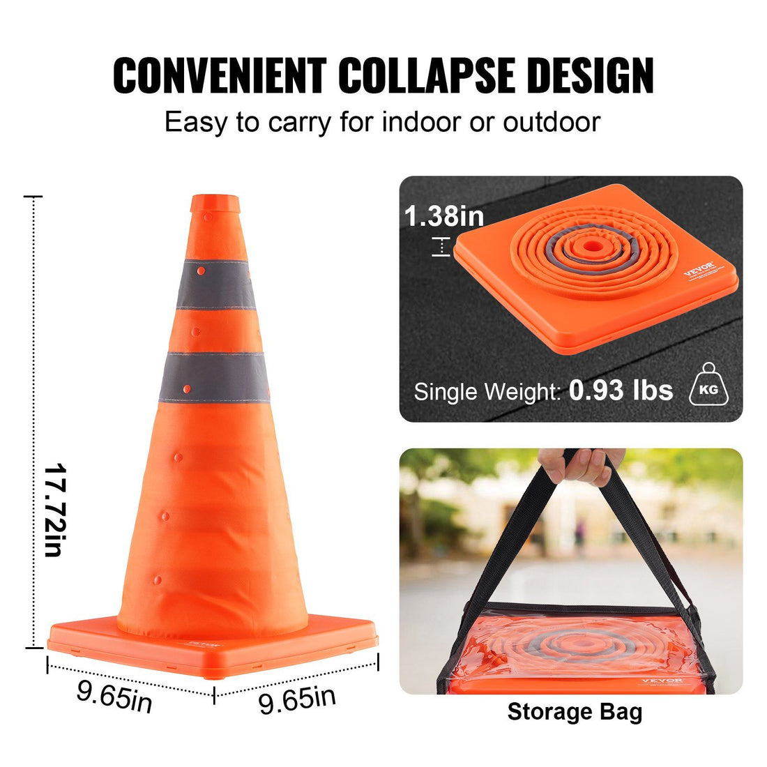 18-Inch Collapsible Traffic Safety Cones close-up detail shot