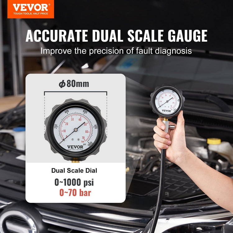 18-Piece Diesel Compression Gauge Set side angle
