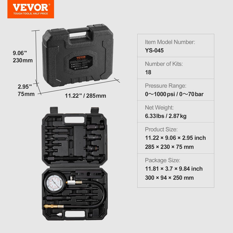 18-Piece Diesel Compression Gauge Set feature detail