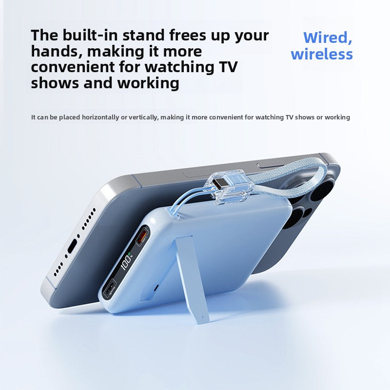 3-in-1 15W Magnetic Wireless Portable Charger 22.5W Power Bank with Built-in Cable and Watch Charging