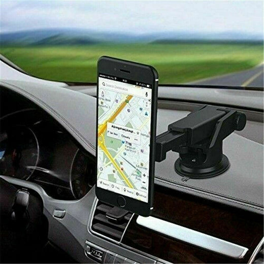 Car phone mount holding a smartphone for GPS navigation