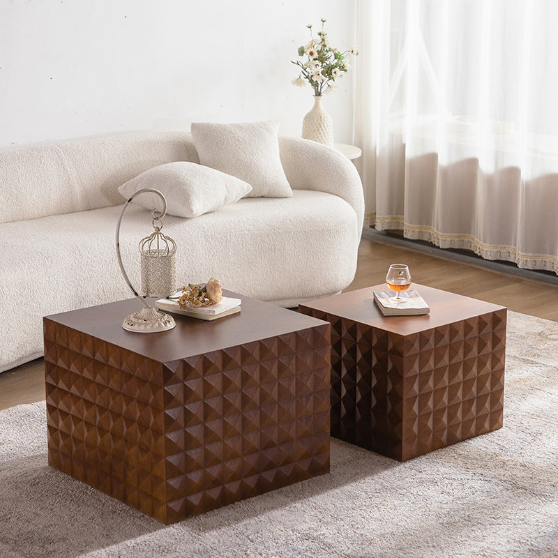 Medieval Style Square Wooden Coffee Table