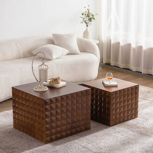 Medieval Style Square Wooden Coffee Table