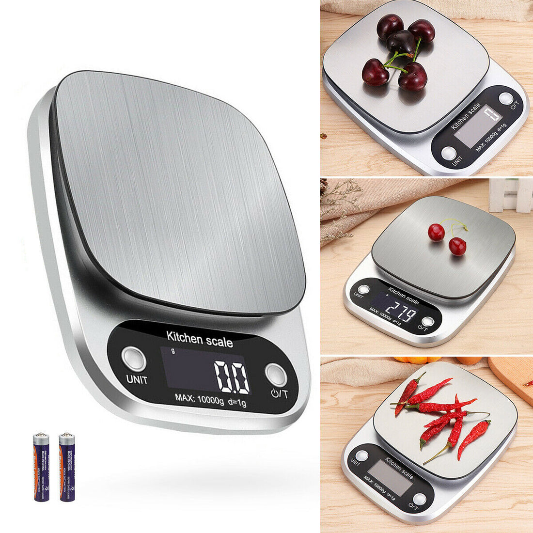 Digital kitchen scale LCD display detail