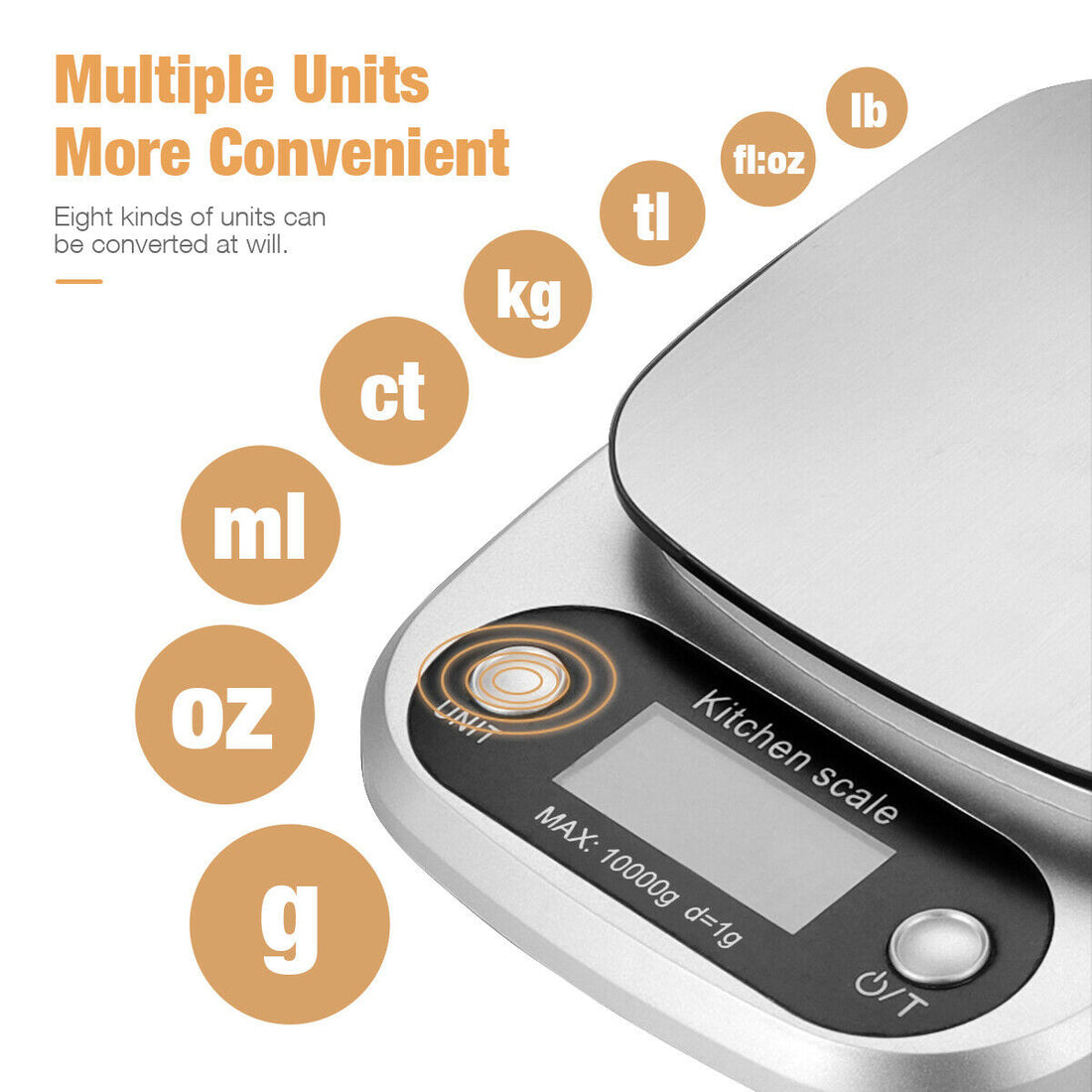 Digital kitchen scale tare button detail