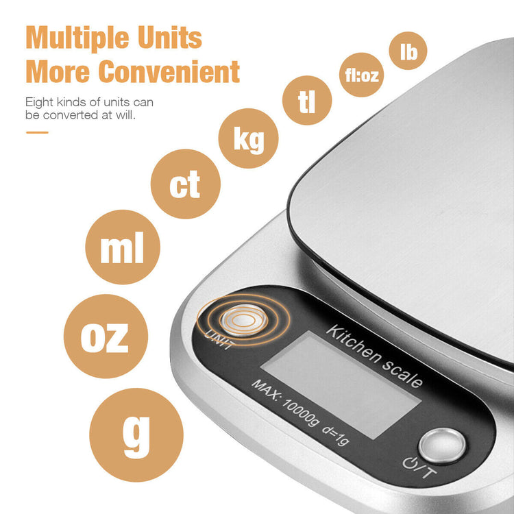 Digital kitchen scale tare button detail