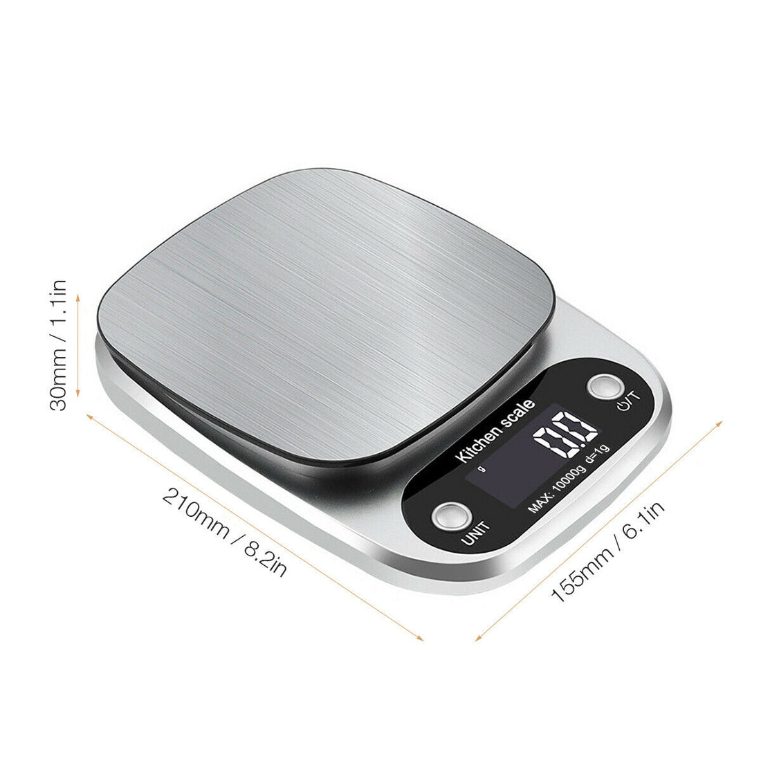 Digital kitchen scale dimensions diagram