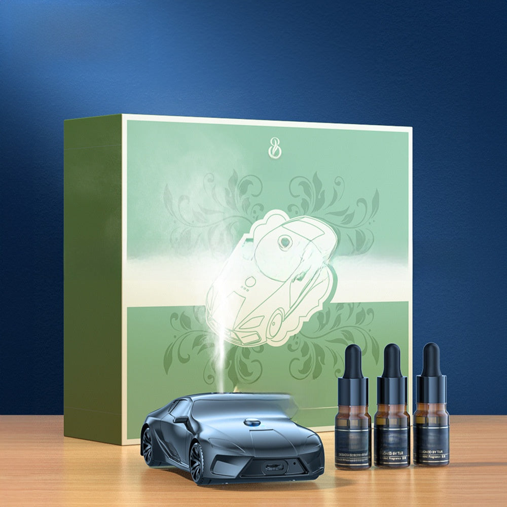 Black automatic car perfume sprayer in a cup holder, photo 1