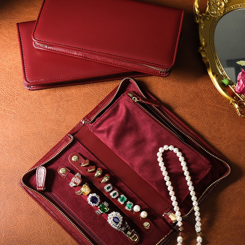 Portable Jewelry Cosmetics Bag, Large-Capacity Multi-Functional Jewelry Ring, Necklace, Earrings, Zipper Bag