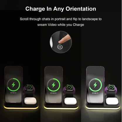 Wireless phone charger on bedside nightstand