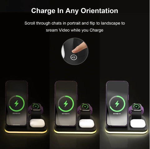 Wireless phone charger on bedside nightstand