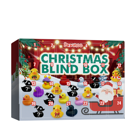 Christmas rubber duck advent calendar box with 24 numbered doors