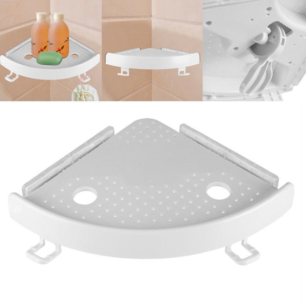 Corner shelf mounted in a bathroom and shower