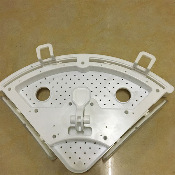 Back of the corner shelf showing the adhesive mount