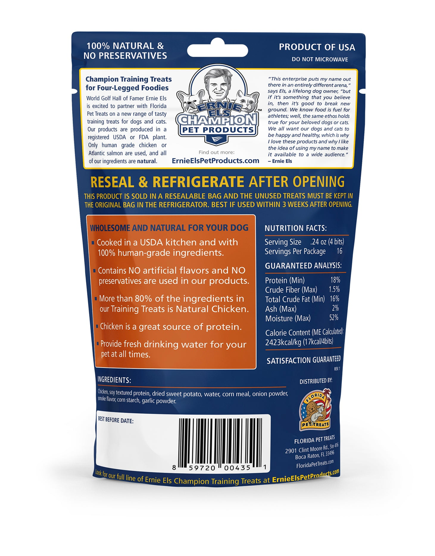 Ernie Els Champion Dog Treats, Chicken & Sweet Potato
