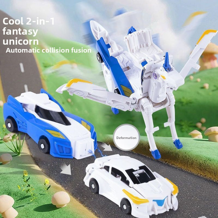 Winged Pegasus Transformable Toy with Magnetic Collision Feature